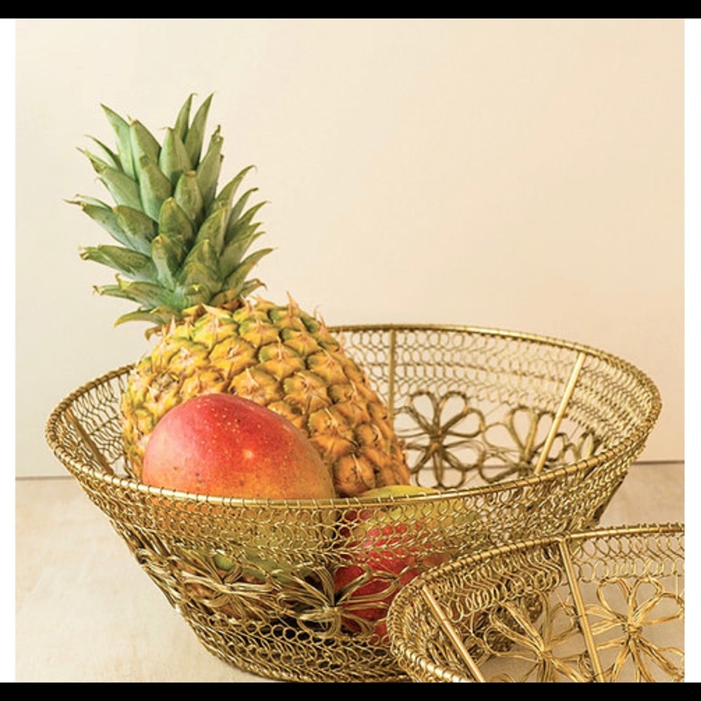 Gold Flower Wire Basket
